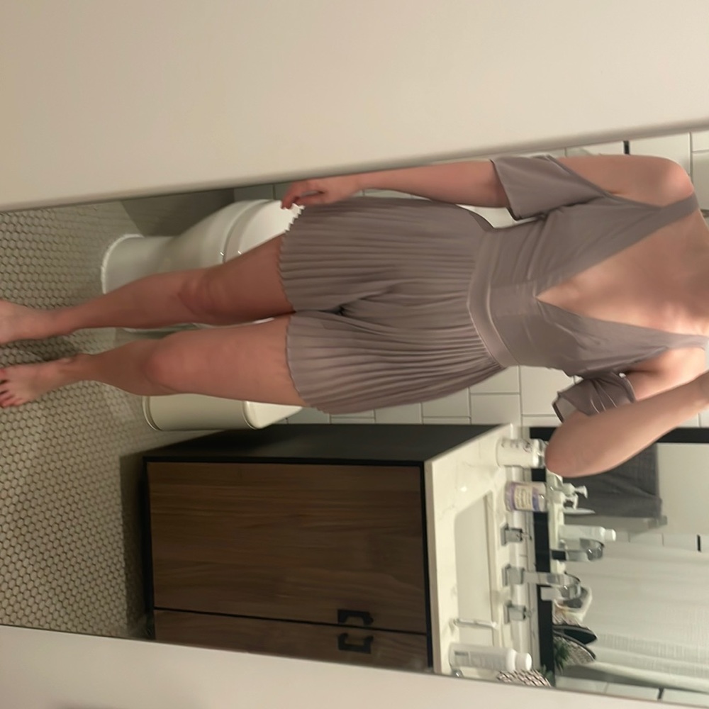 Pleated grey romper off shoulder